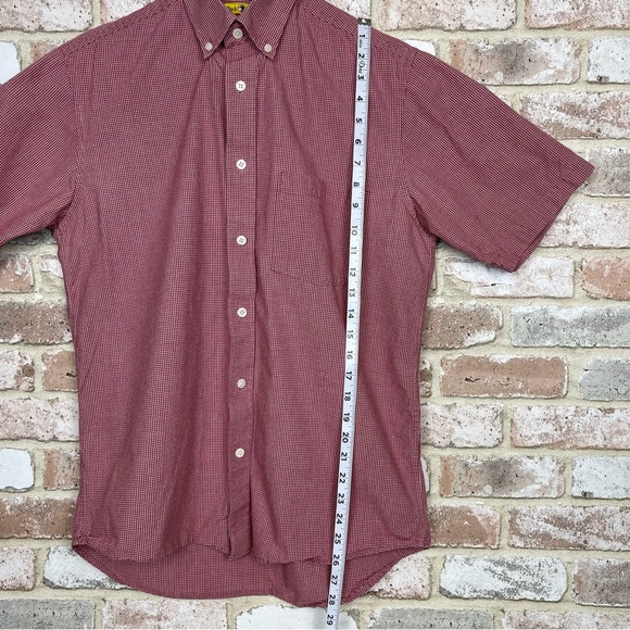 Duck Head Short Sleeve Button Down Shirt Red White Front Pocket Men’s Size Small - Picture 4 of 12